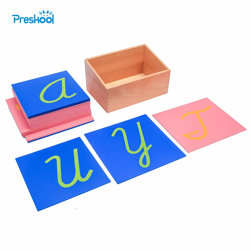  Preskool Baby Toy For Children Montessori Sandpaper Letters Capital Case Cursive with Box Brinquedo