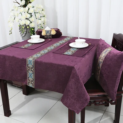 Многоразмерная длина, кружевная Лоскутная скатерть, Высококачественная декоративная скатерть для кофейного стола, европейский стиль, бархатная скатерть - Цвет: purple