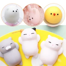 Novelty Squeeze Squishy Toy Cat Kawaii Soft Silicone Ball Animal Squeeze Toy Anti Stress Polar Bear Rabbit Gift for ADHD Adults