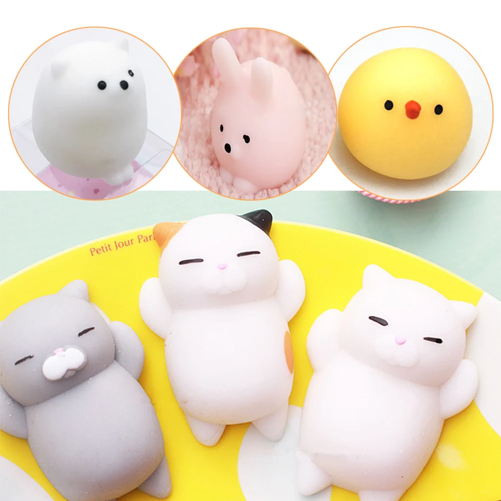 

Novelty Squeeze Toy Lovely Cat Soft Silicone Ball Animal Squeeze Toy Anti Stress Polar Bear Rabbit Squish Gift for ADHD Adults