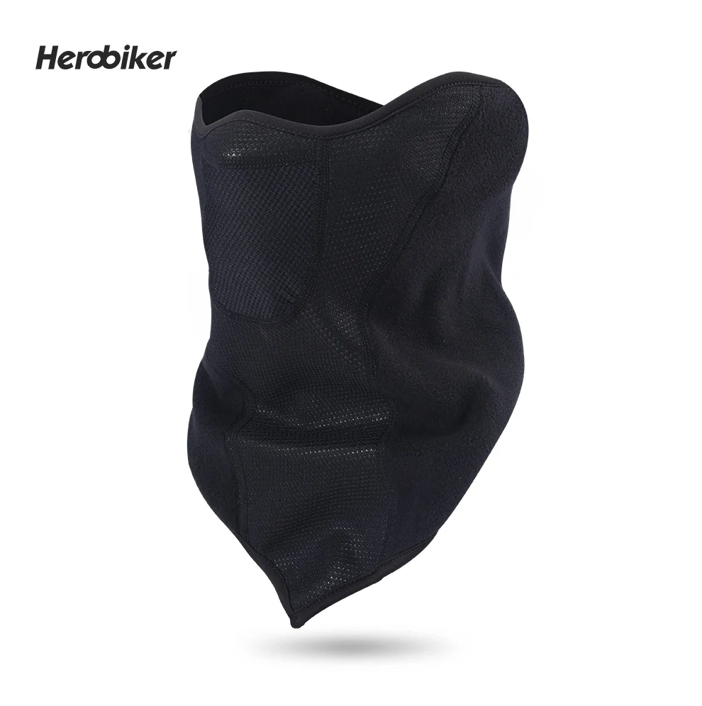 HEROBIKER черная мотоциклетная маска для лица осень зима термальная флисовая велосипедная полумаска для лица мото морозостойкая Лыжная маска для сноуборда