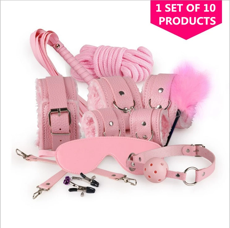 Mizzzee Fetish 10pcs Bed Restraints Bondage Love Cuff Bracelets Set Sex Toys For Couples Adult