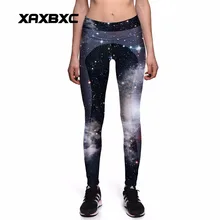 NEW 0031 Fashion Sexy Girl Women Star sky Galaxy Black 3D Prints High Waist Workout Fitness