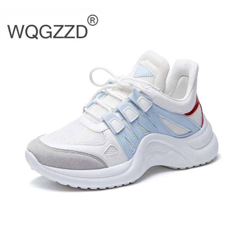 

Brand flat platform shoes women sneakers spring lace up soft breathable mesh casual shoes women's vulcanize female shoes mujer