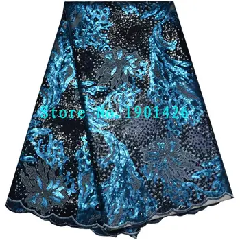 

African organza lace fabric 2017 high quality lace sequins embroidery fashion dress french lace fabric for wedding XYX192