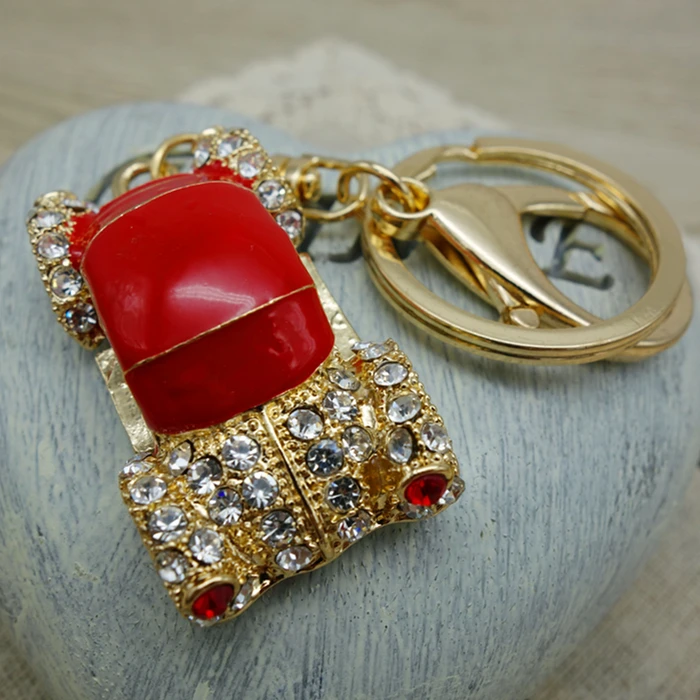 

Adojewello Jewelry Purse Charms Rhinestone Crystal Personality Red Vintage Car Keychain Keyring For Car Key Holder Wholesale