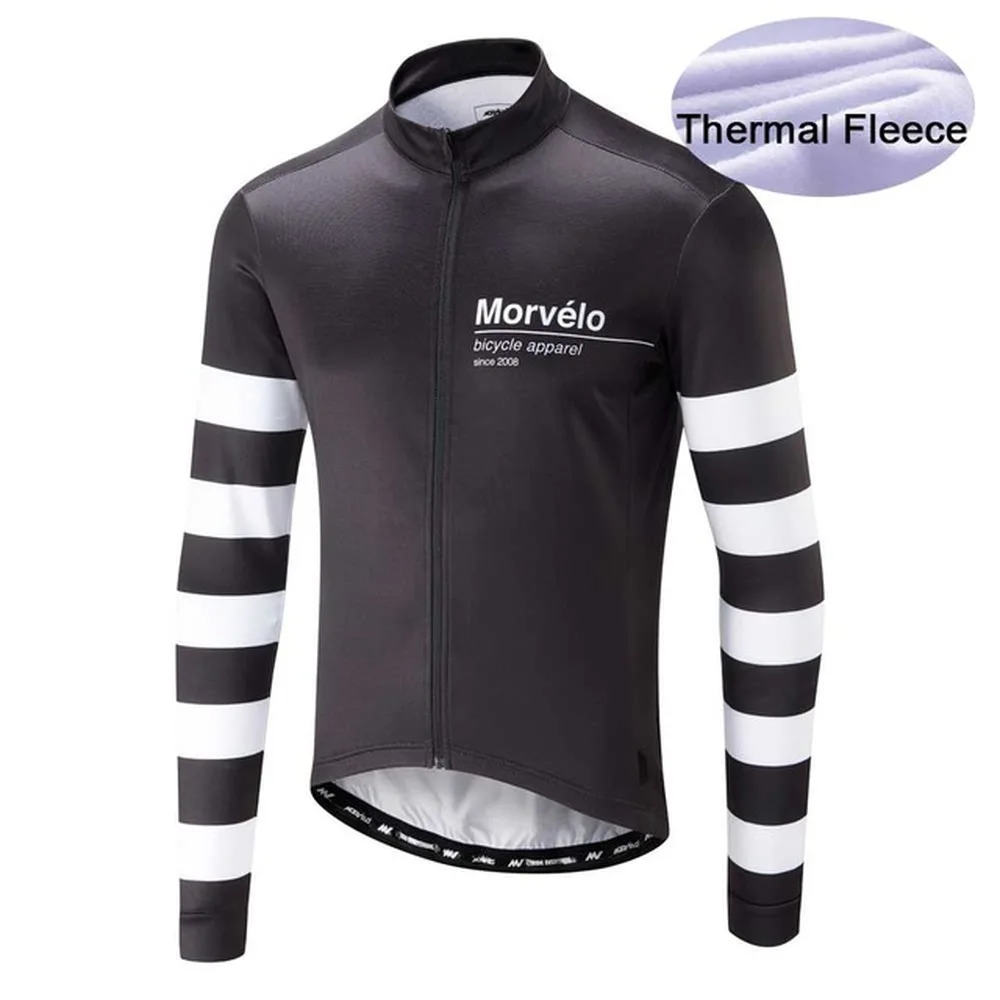 Зимние термо флис Morvelo мужские с длинным рукавом велосипедные Джерси|Майки для