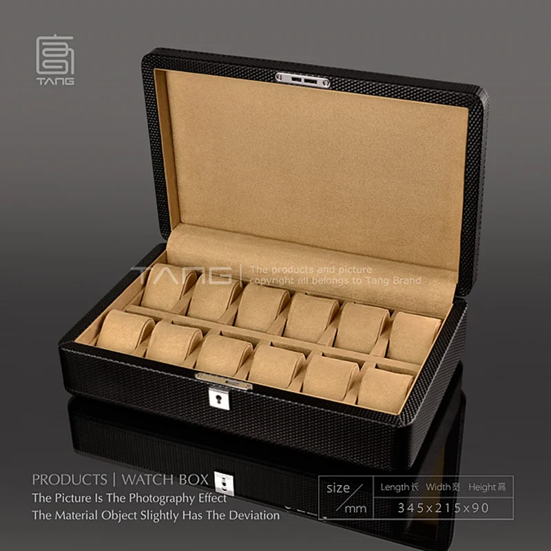 Верхняя кожаная коробка для часов с замком, черный цвет, чехол для часов, механическая коробка для хранения часов, женская коробка для упаковки ювелирных изделий