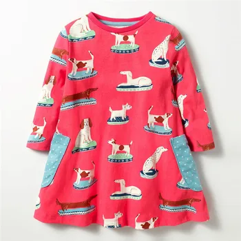

Jumping meters New Children's Girls dresses party princess baby girl clothing long sleeve kids girl animals print frock dress