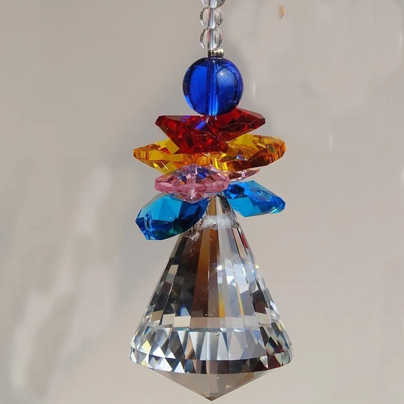 1PCS 30mm 40mm Hanging Chakra Crystal Handmade Angel Crystal Ball Suncatcher Pendant Window Ornament