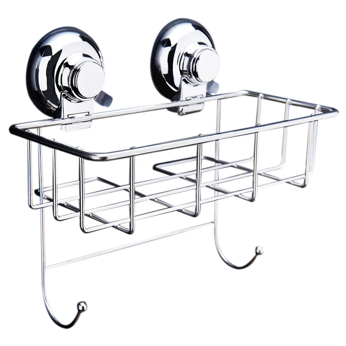 

Stainless Steel Suction Shower Bath Storage Basket Shelf Kitchen Bottle Rack