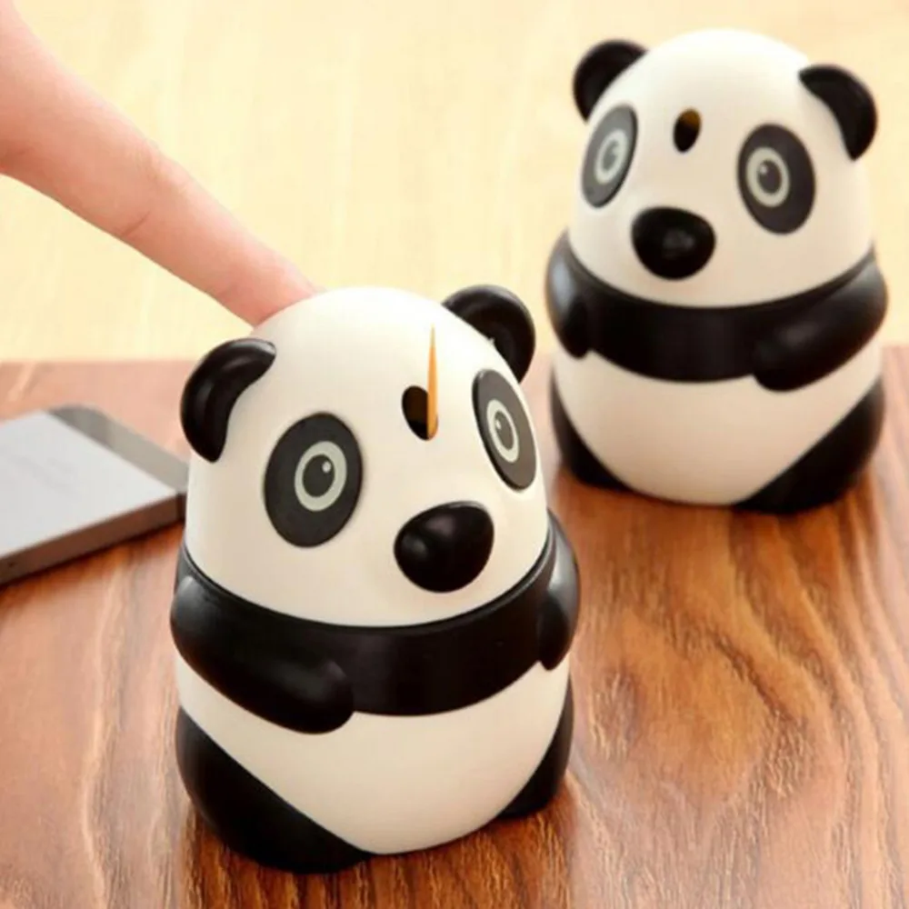 

Automatic Toothpick Holder Pocket Container Wheat Straw Cartoon Koala Toothpick Storage Box Back Push Open Toothpick Dispenser
