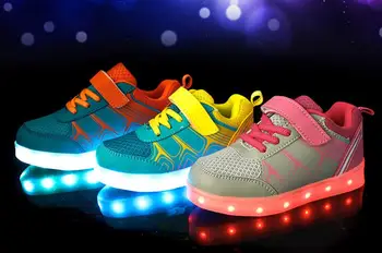 

Four seasons explosion fashion children's LED luminous shoes usb rechargeable light shoes mesh surface luminous lights