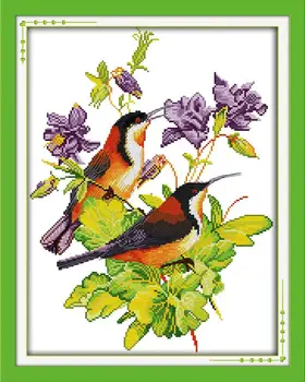

DIY Needlework embroidery 14CT 11CT The magpies bring the spring DMC Free cross Stitch Kits for Embroidery Knitting Needles