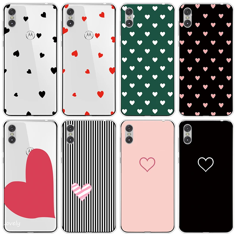 

Couple Gift Love Heart Phone Case For Motorola Moto One Pattern Clear Girl Soft Back Cover For Motorola Moto P30 Play Case Coque