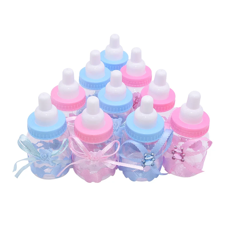12pcs Boy Girl Baby Shower Decor Chocolates Candy Bottles Baptism Favors Box Gender Reveal Party Gifts Boxes Mini Baby Bottle