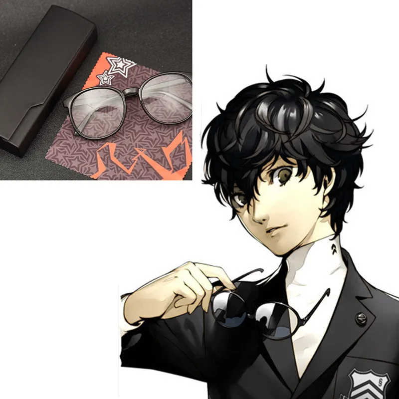 

Hot Game Persona 5 Cosplay Accessoties Ren Amamiya Black Border Glasses Unisex Eyeglasses With Glasses Case/Glasses Cloth