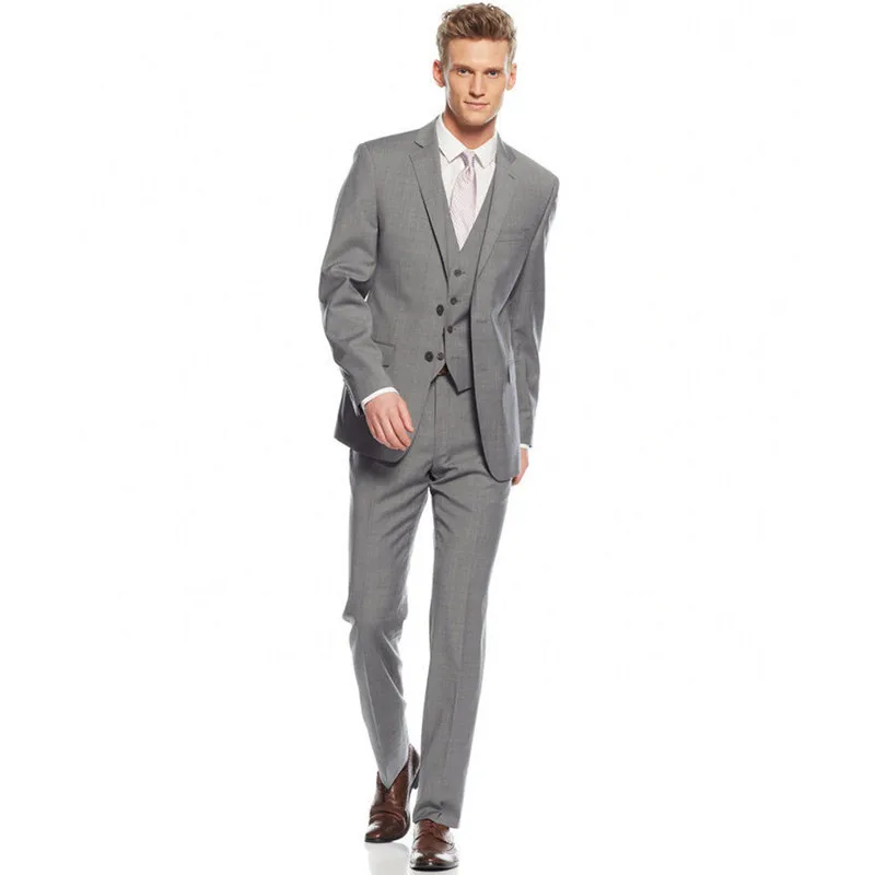 Custom Made New Style Grey 3 Piece Mens Groom Suits