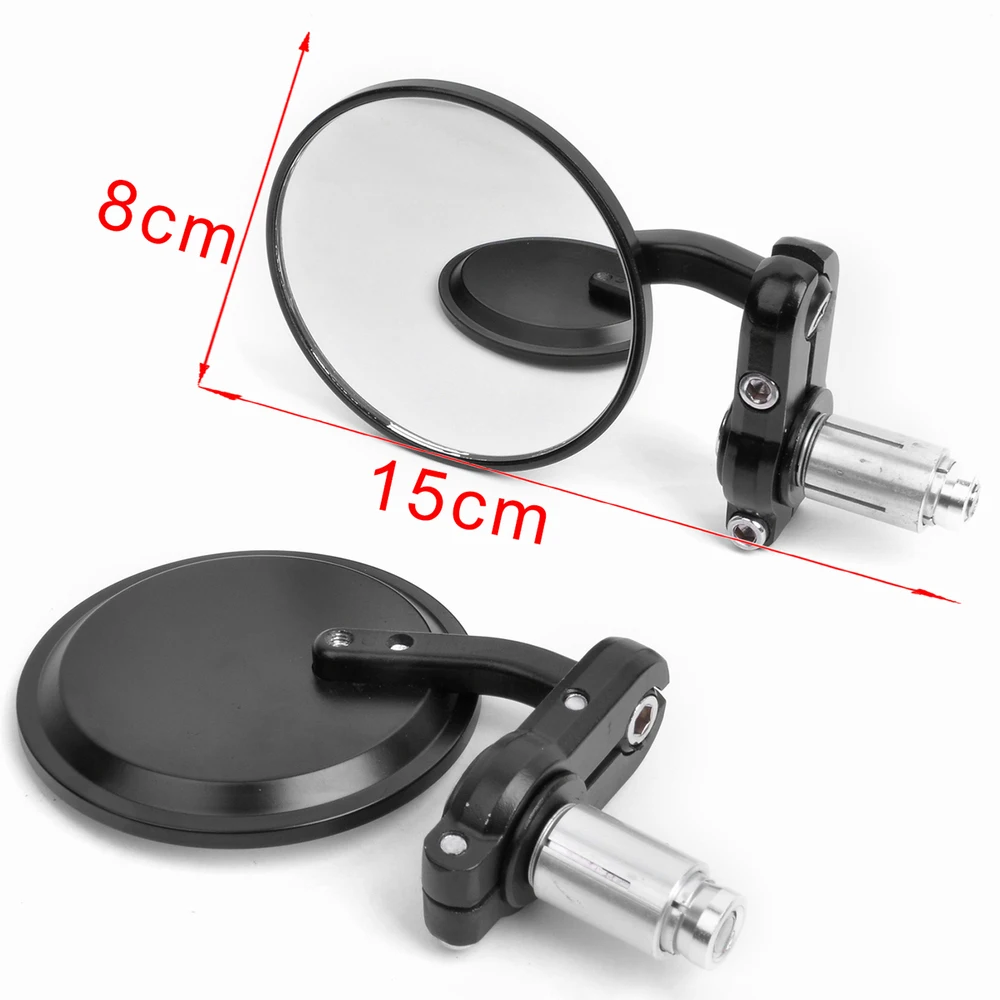 Motorcycle 3" Round Handle Bar End 7/8" Mirrors Cafe Racer Clubman Black #Y5 Motorcycle 3" Round Handle Bar End 7/8" Mirrors Cafe Racer Clubman Black #Y5