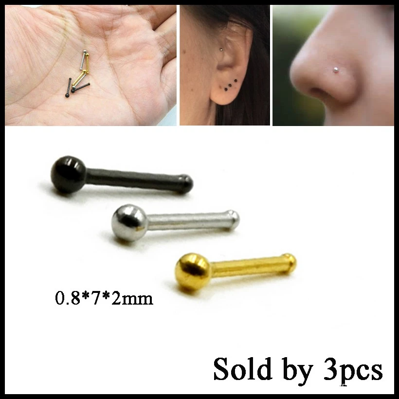 4 PCS 20G Opal Ball Nose Stud Nose Bone Nose Ring Surgical Steel