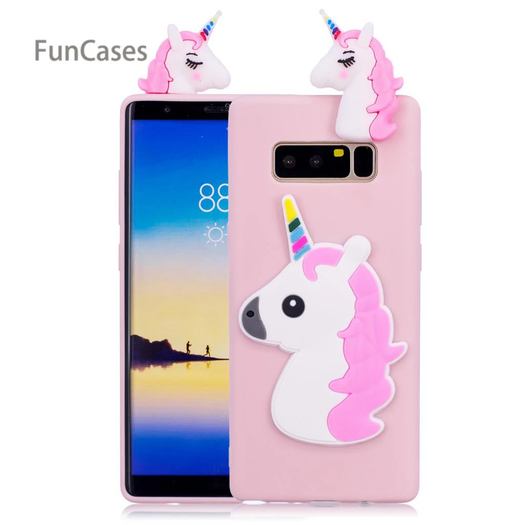 Цветной чехол для телефона с единорогом Hoesjes Samsung Note 8 мягкий из ТПУ аксессуар