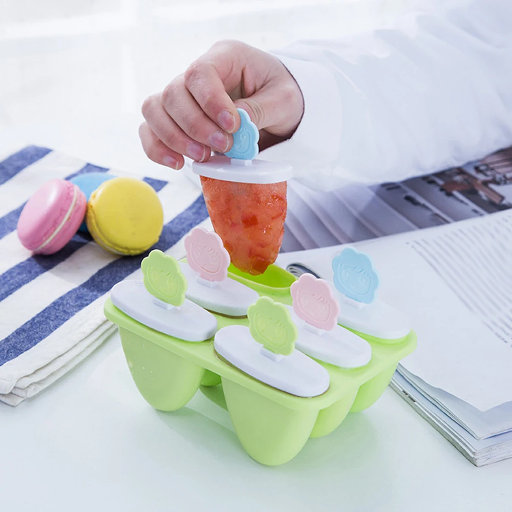 

Lolly Mold Tray Pan Kitchen 6 Cell Iced Ice Cube Molds Popsicle Maker DIY Ice Cream Tools ice mold