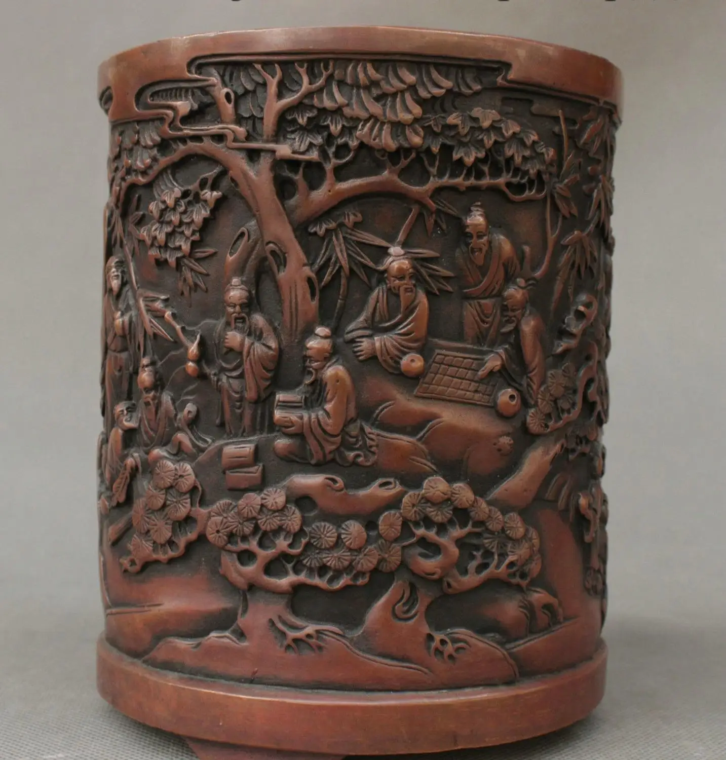 Old Chinese Ancient Dynasty Palace Pure Bronze People Pine Incense Burner Censer | Дом и сад