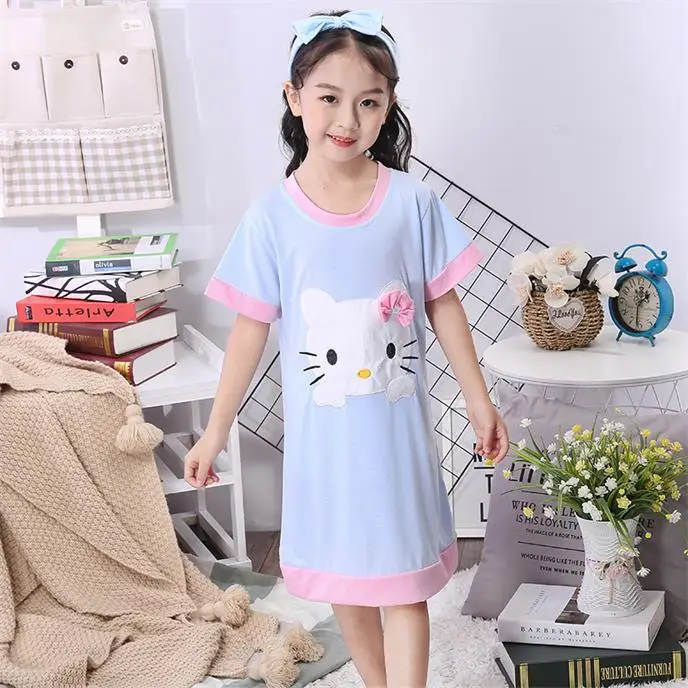 color at picture Летнее платье принцессы; Детская домашняя одежда с короткими рукавами; детская ночная рубашка с короткими рукавами; ночная рубашка для девочек - Цвет: color at picture