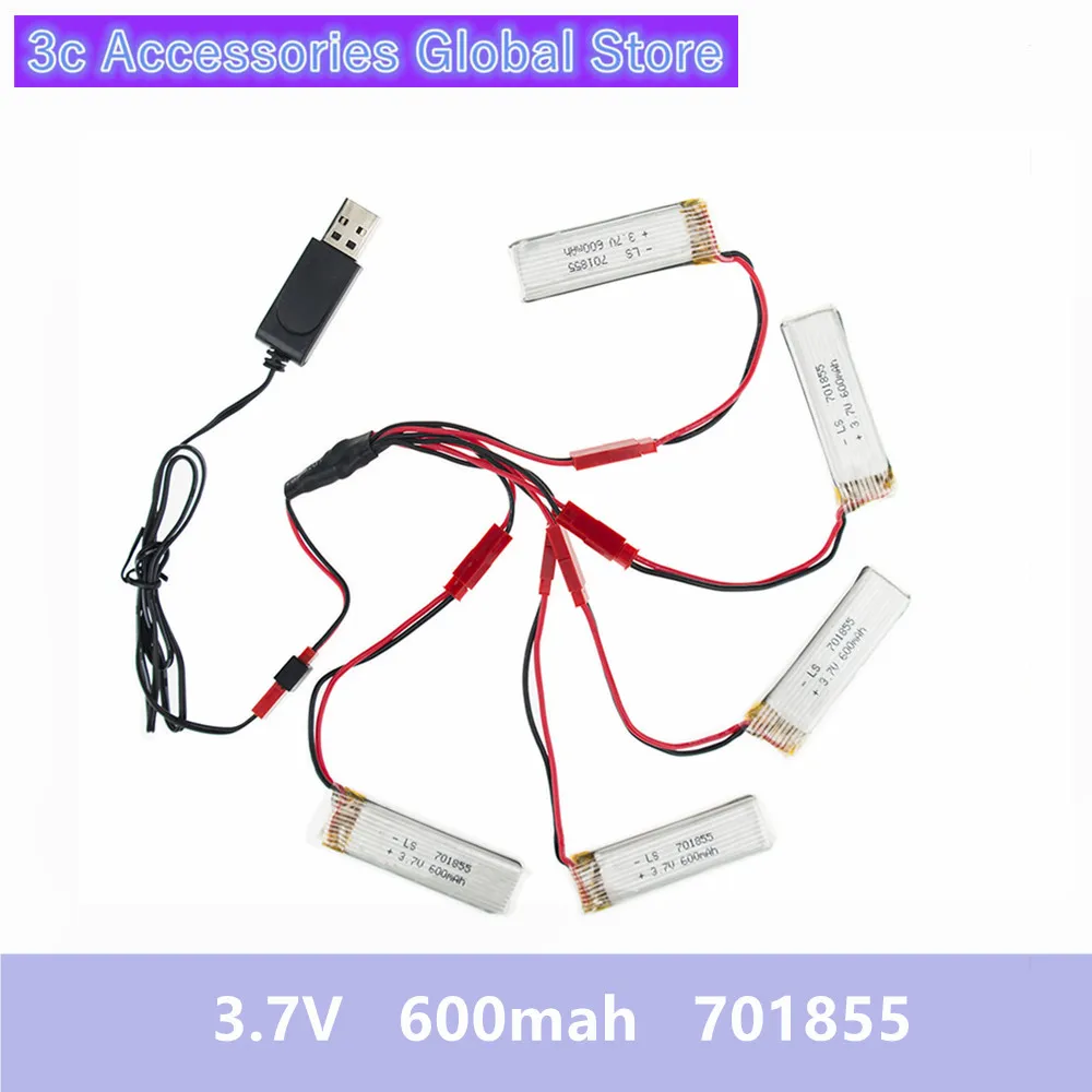 3.7V 600mah lipo battery 5pcs and USB charger for UDI u817 u817a u817c u818a syma s032 rc Airplane drone Part wholesale  | Перезаряжаемые батареи -32981627751