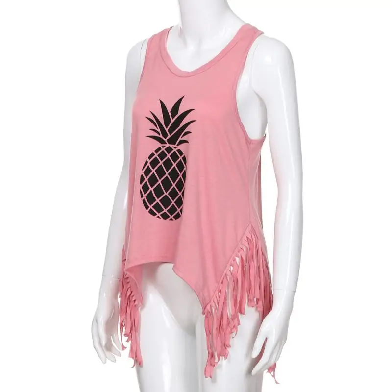 

Family Matching Outfits Mother Daughter Tops Girls Pineapple Sleeveless T-shirt Tassel Tops Family Matching Clothes 18Jul2