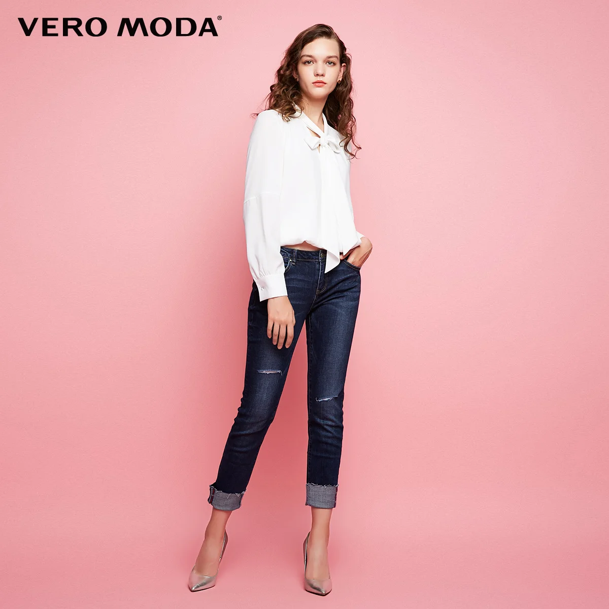 Vero Moda Brand New fasion hole cuffs slim washed ankle-length jeans women | 317349550 Vero Moda Brand New fasion hole cuffs slim washed ankle-length jeans women | 317349550