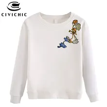 CIVICHIC модные Harajuku топы с длинными рукавами футболка Женская этническая Цветочная вышивка О образным вырезом хлопок Футболка Оджи Bts пуловер Одежда WLT32