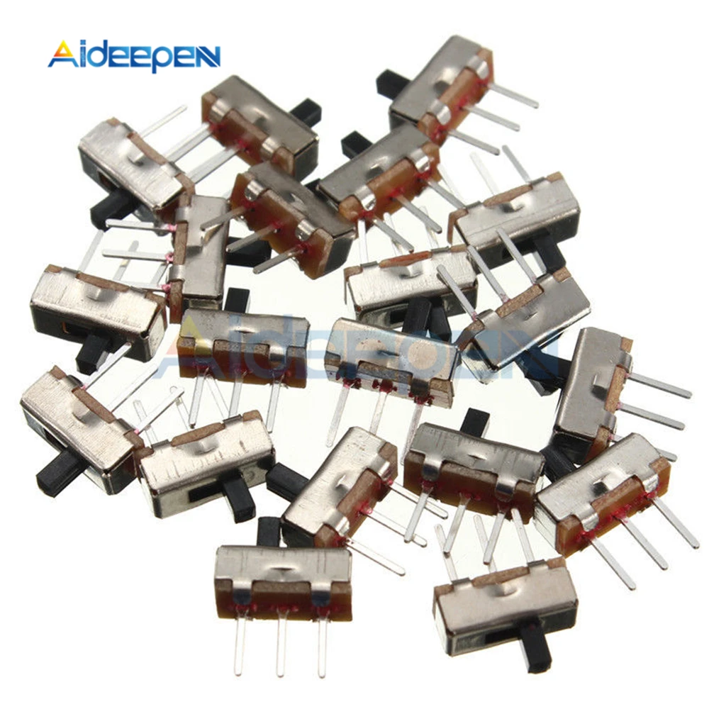 

100Pcs SS12D00G3 Slide Switch 2 Position SPDT 1P2T 3Pin PCB Panel Mini Vertical Toggle Switches