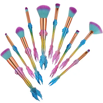 

5Pcs/10Pcs Makeup Brush Set Professional Foundation Concealer Powder Eyebrow Eyeshadow Brush Beauty Big Fish Tail Mermaid Brush