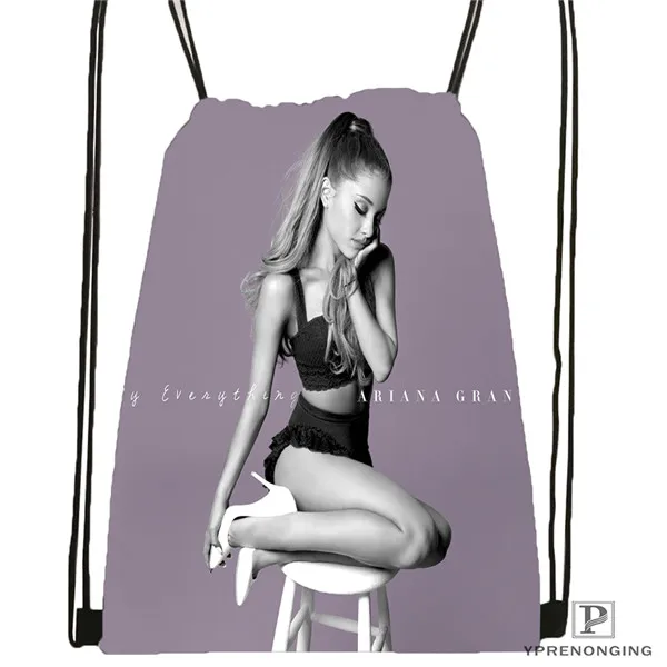 Drawstring Backpack Пользовательские Ариана Гранде походная сумка на шнурке милый детский Ранец(черный цвет(вид сзади) 31x40 см#180531-03-05 - Цвет: Drawstring Backpack