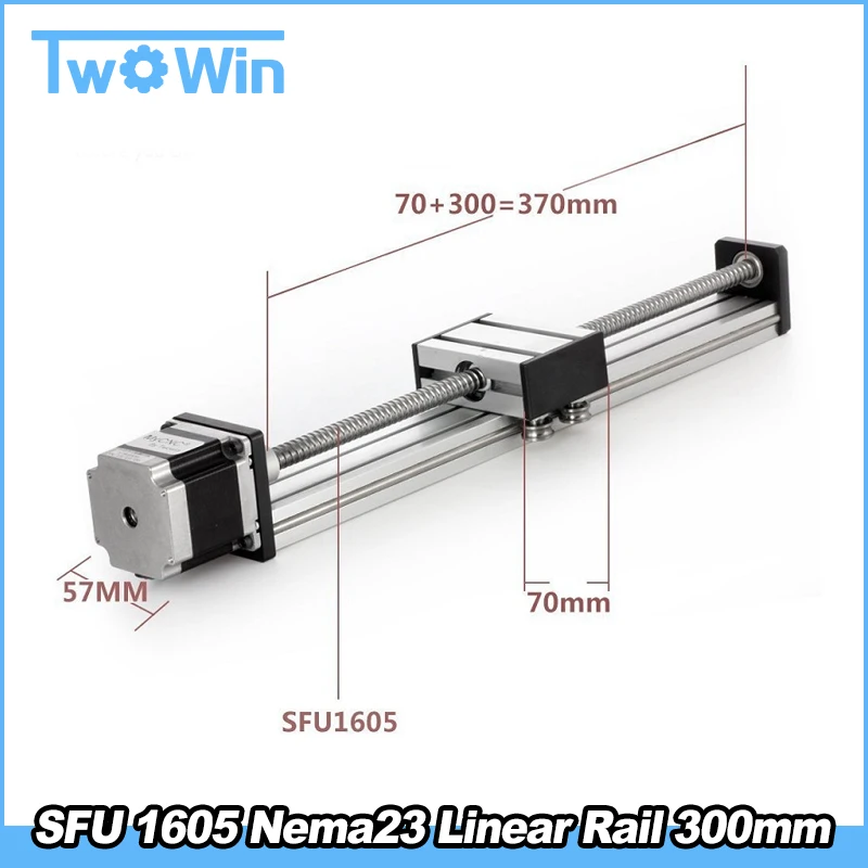 

300mm Travel Length Linear Stage Actuator DIY CNC Router Parts X Y Z Linear Rail Guide Sfu1605 Nema23