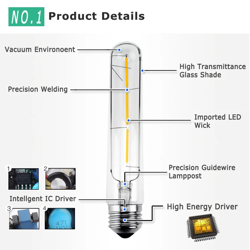 E27 Светодиодный светильник Эдисона, 3 Вт, 6 Вт, 7 Вт, 8 Вт, винтажный светильник Эдисона переменного тока 220 В, T30, COB светодиодный светильник накаливания, Ретро лампа