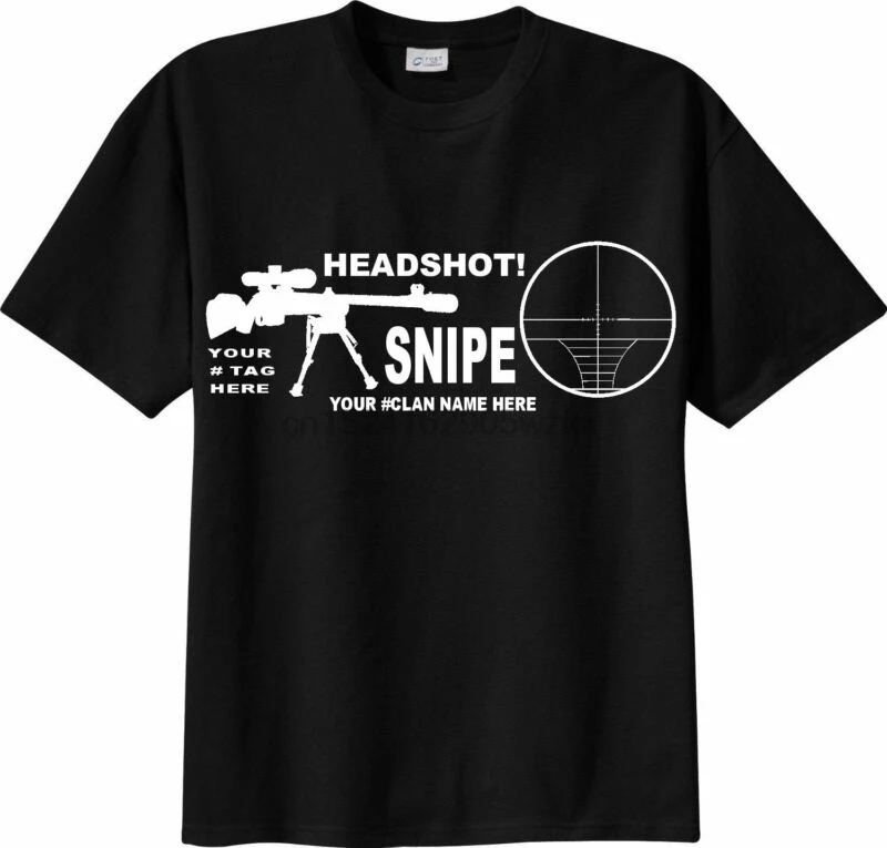 Футболка sniper cecchino headshot PERSONALIZZATA con nome clan o tuo mmo fps | Мужская одежда