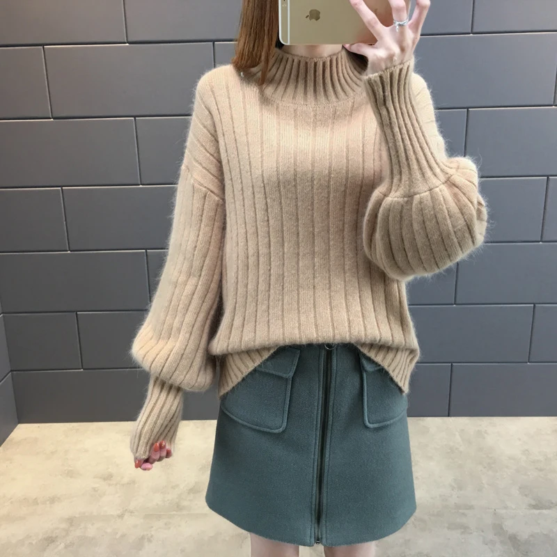 2020 Spring Knitting Women Sweaters Autumn Soft Turtleneck Large Size Cashmere Sweaters Warm Elasticity Pullover Knitted Jumper