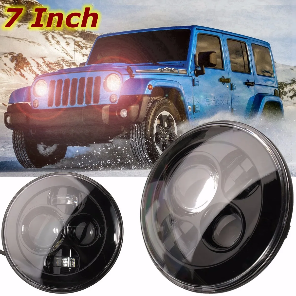 

12V-30V DC For Harley New 7 Inch Motorcycle Projector LED Light Bulb Headlight 4 LED bulb