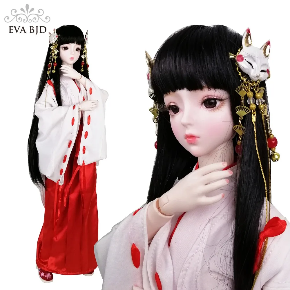 EVA BJD Japanese Witches Girl 1/3 BJD Doll 62cm Kimono Jointed Dolls + Fu.....