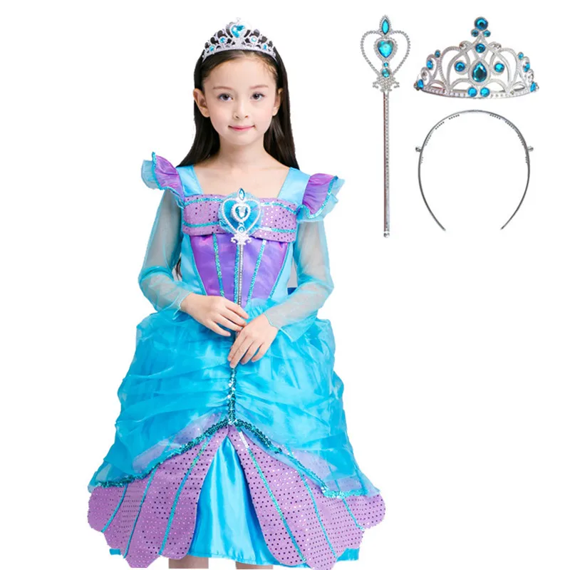 Весенне-летние детские платья для девочек, нарядное платье с русалочкой на свадьбу, праздничное платье принцессы для девочек, костюмы для девочек 3 От 6 до 10 лет