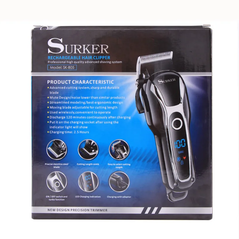 Surker SK 805 профессиональный высокое качество моющиеся Перезаряжаемые машинка для