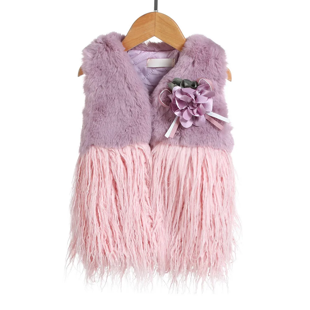 New fashion Kid Baby Girl vest Autumn Winter Faux Fur Waistcoat Thick