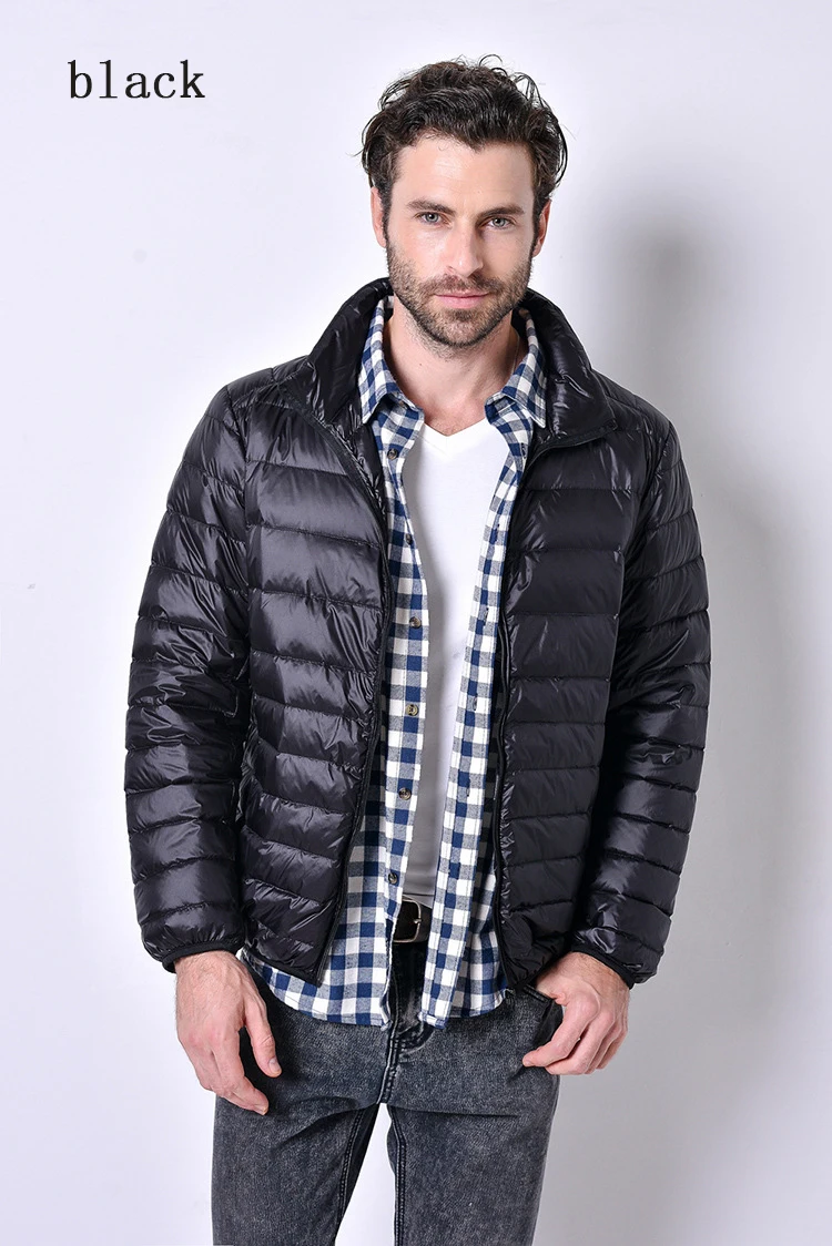 Autumn Ultralight Thin Down Coat Male Goose Feather Large Size Casual Short Jacket Men Standing Collar Down Jacket Wholesale