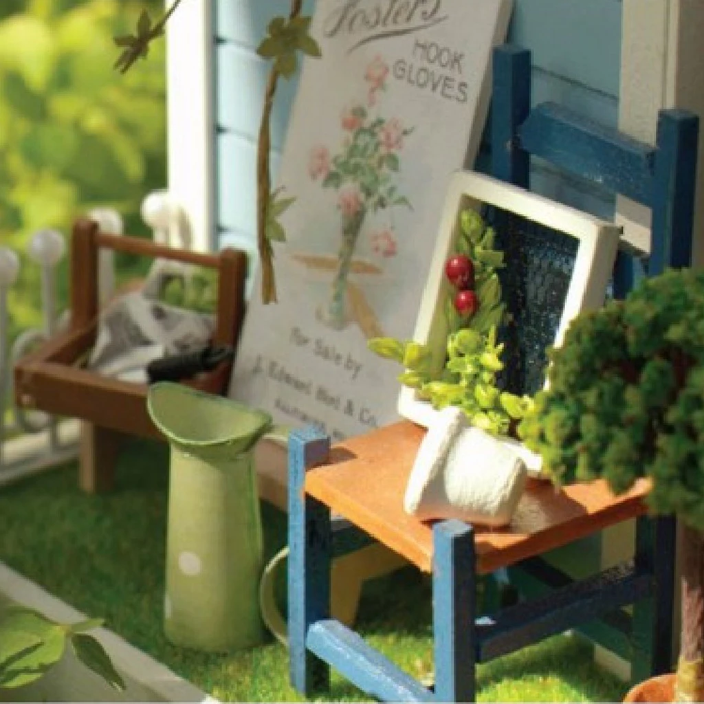 1/24 DIY Handcraft Miniature Project Sweet Wooden Two-Sided Doll House Baking House hand  toy for Kids Birthday Gift
