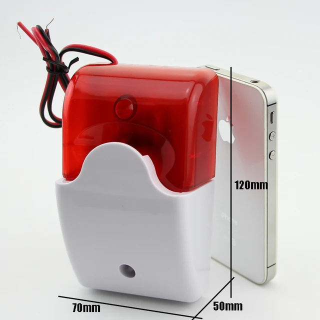 Free Shipping!9-12V Mini Indoor Wired Siren with Red light Siren Flash Sound Home Security Alarm Strobe System 110dB Hot Sale