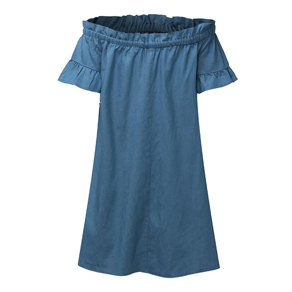 Женское джинсовое платье рубашка с открытыми плечами размера плюс 8 5 #20 2019|Платья|