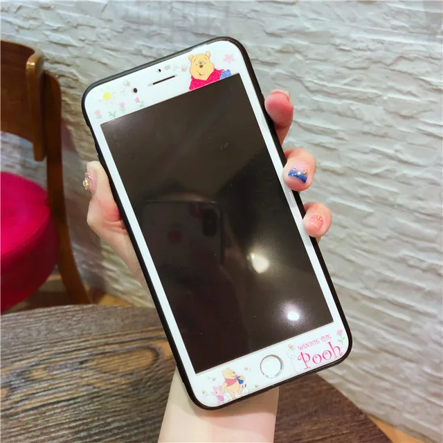 RLENDA Розовая пантера Cinnamoroll клубника стеклянная пленка для iPhone 8 7 6S 6 plus закаленное стекло 3D полноэкранная защитная пленка