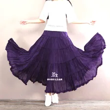 Весной и летом Повседневное Gypsy Boho хлопок красные, черные зеленый Женский длиной Макси плиссированные Юбки для женщин женские